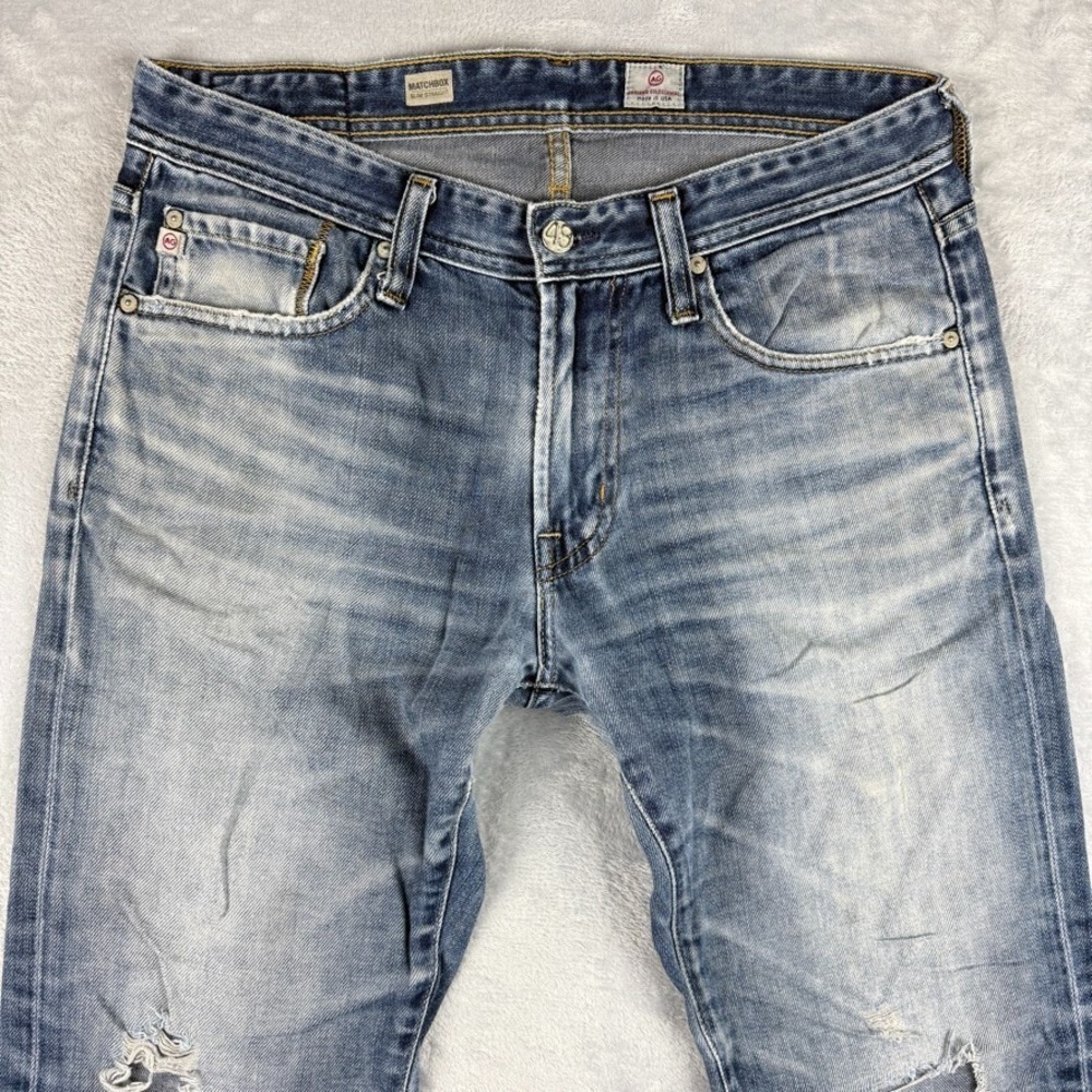 Adriano Goldschmied Jeans Mens 32x30 Blue Matchbox Slim Straight Faded Denim